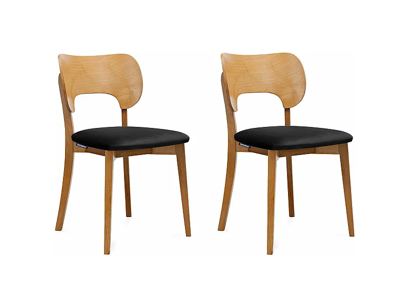 Esszimmerstühl 2 St - Velours-Sitz - Gestell aus Massivholz - schwarz - LYCO