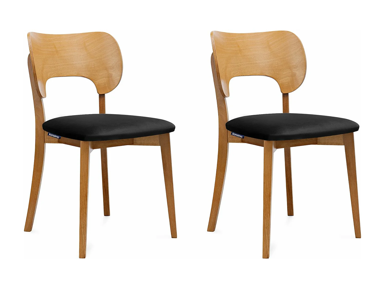 Esszimmerstühl 2 St - Velours-Sitz - Gestell aus Massivholz - schwarz - LYCO