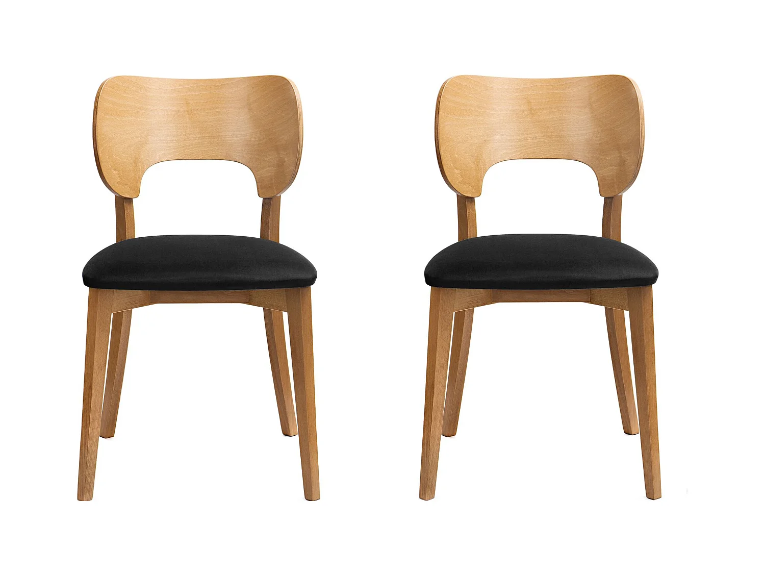 Esszimmerstühl 2 St - Velours-Sitz - Gestell aus Massivholz - schwarz - LYCO