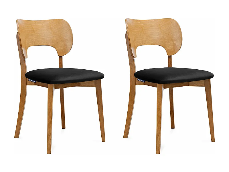 Esszimmerstühl 2 St - Velours-Sitz - Gestell aus Massivholz - schwarz - LYCO