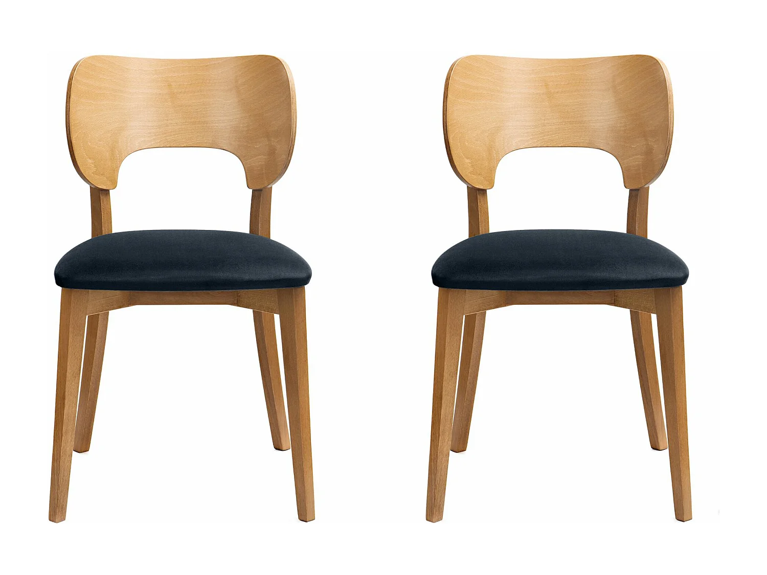 Esszimmerstühl 2 St - Velours-Sitz - Gestell aus Massivholz - blau - LYCO
