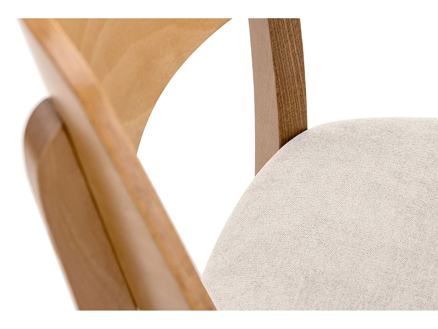 2er Set Esszimmerstühle - Velours-Sitz - Gestell aus Massivholz - Creme - VINIS