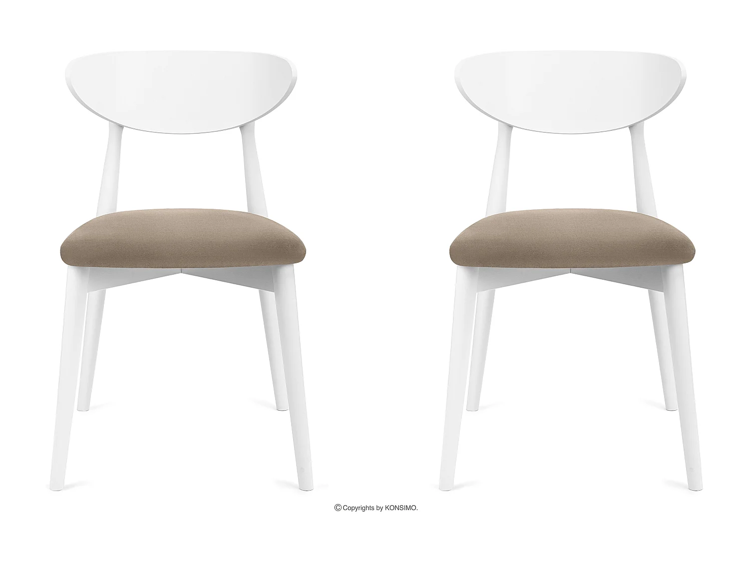 2er Set Esszimmerstühle - Gestell aus Massivholz - Veloursitz - beige - RABI