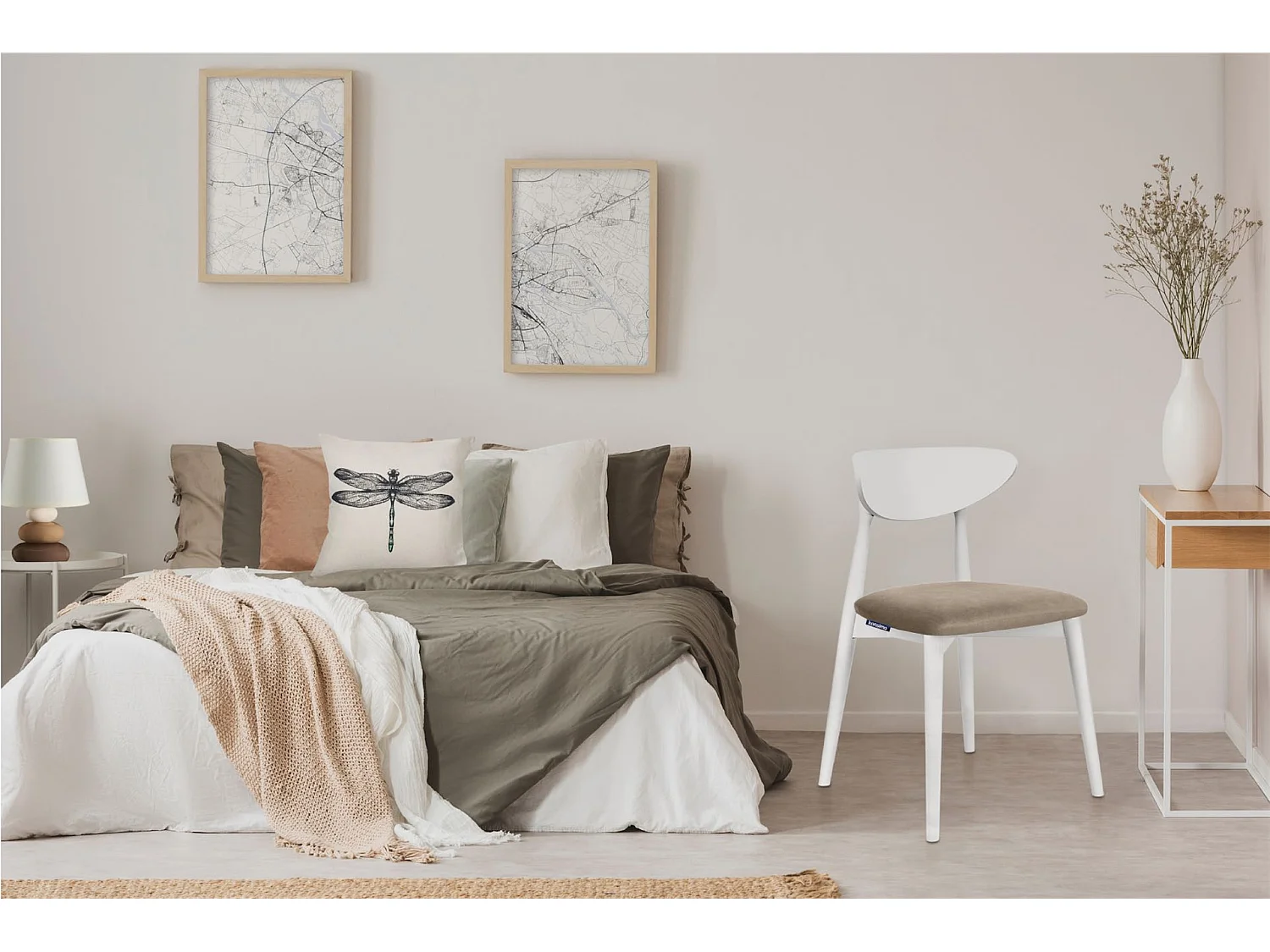 2er Set Esszimmerstühle - Gestell aus Massivholz - Veloursitz - beige - RABI