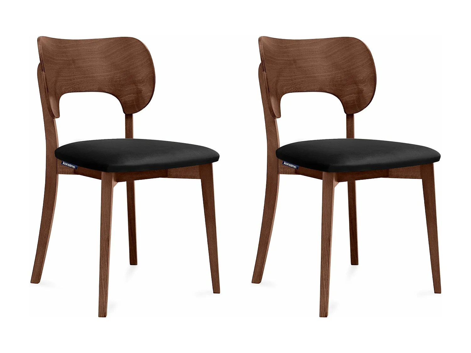 Esszimmerstühl 2 St - Gestell aus Massivholz - Veloursitz - schwarz - LYCO