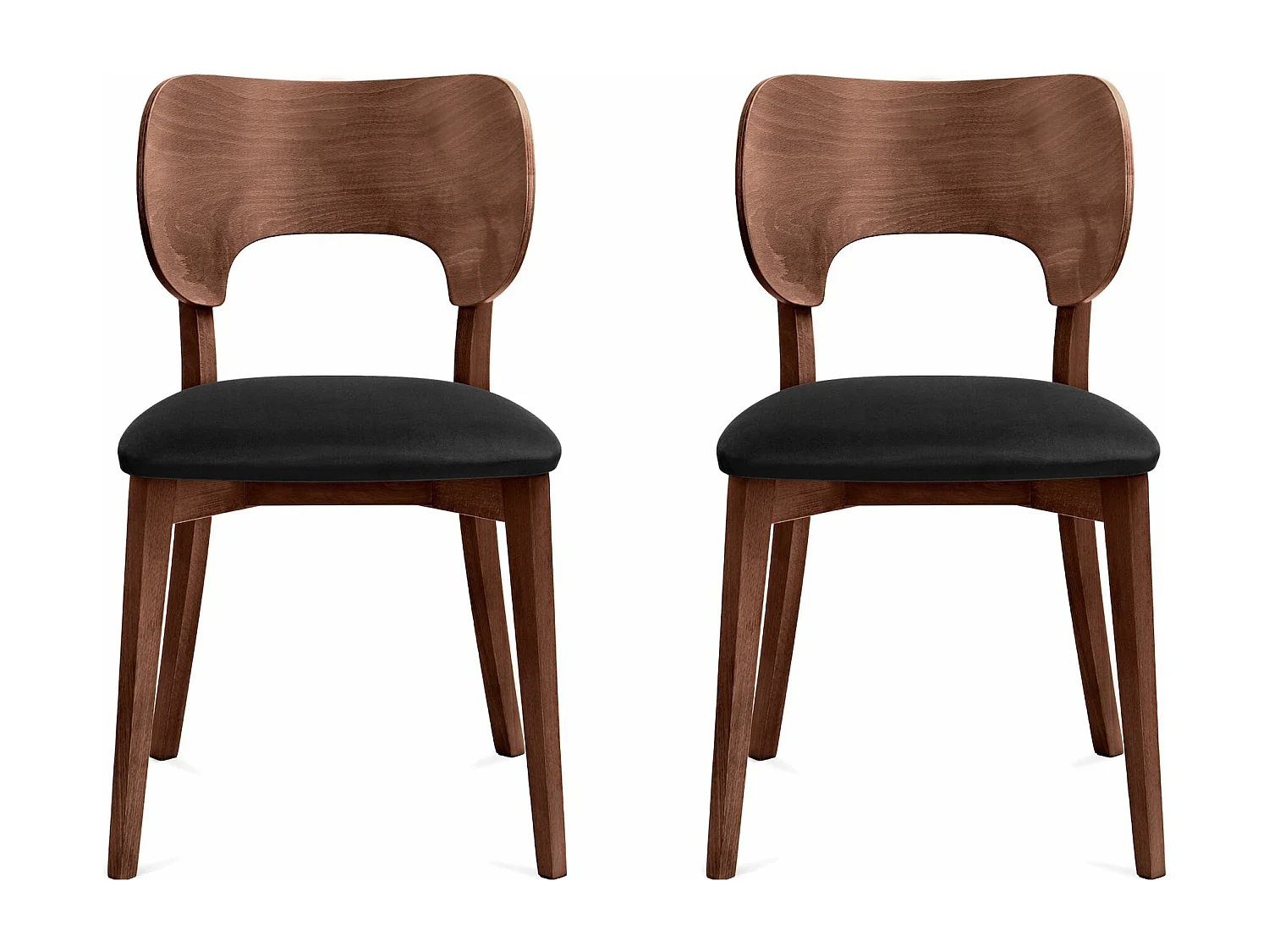 Esszimmerstühl 2 St - Gestell aus Massivholz - Veloursitz - schwarz - LYCO