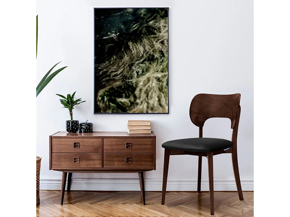 Esszimmerstühl 2 St - Gestell aus Massivholz - Veloursitz - schwarz - LYCO