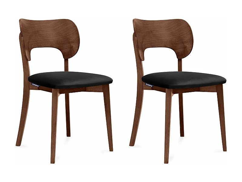 Esszimmerstühl 2 St - Gestell aus Massivholz - Veloursitz - schwarz - LYCO