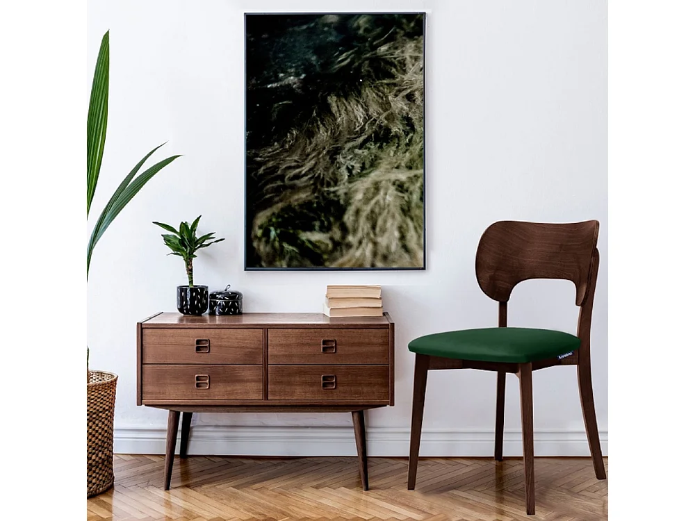 Esszimmerstühl 2 St - Gestell aus Massivholz - Veloursitz - dunkelgrün - LYCO