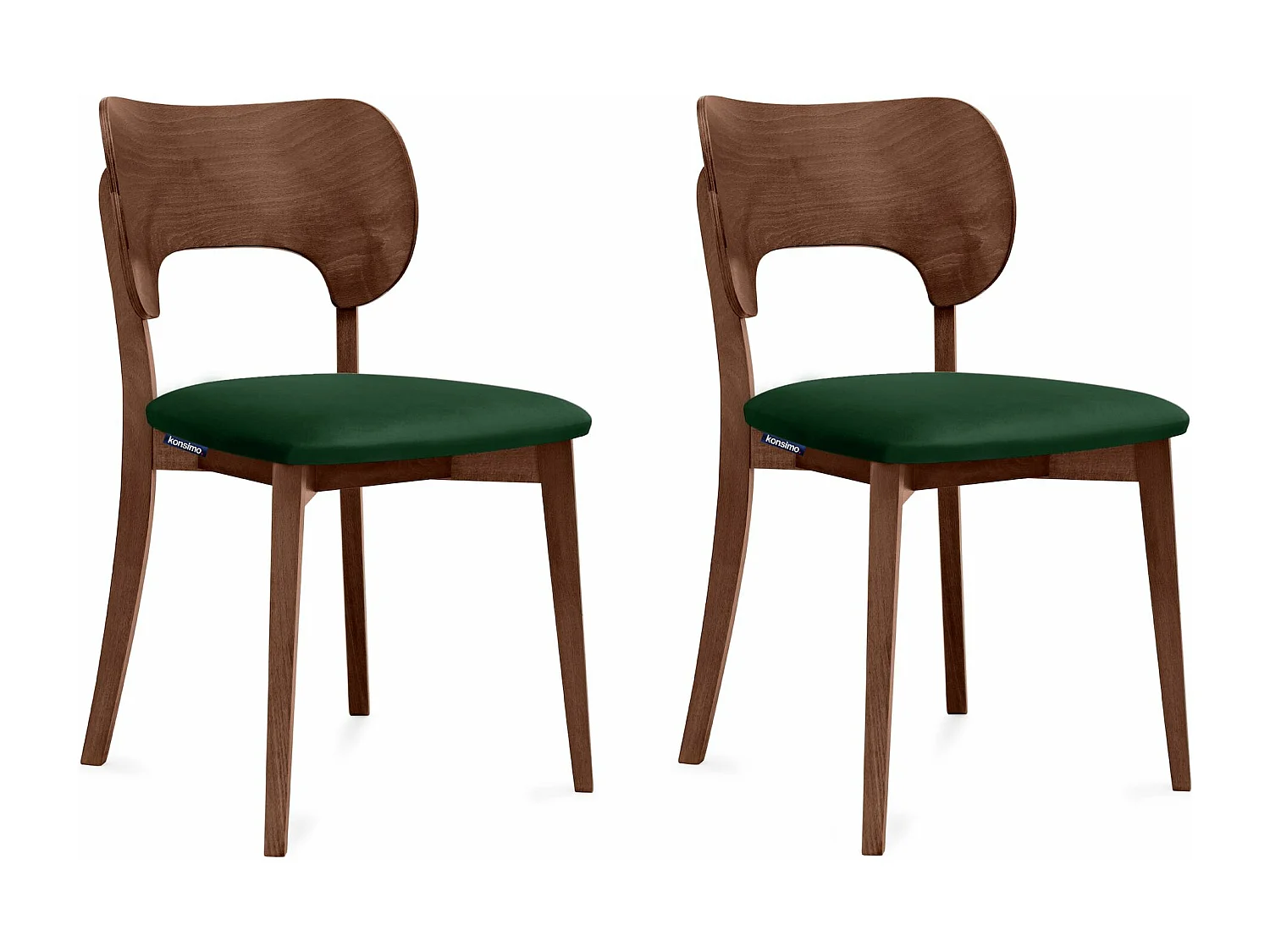 Esszimmerstühl 2 St - Gestell aus Massivholz - Veloursitz - dunkelgrün - LYCO