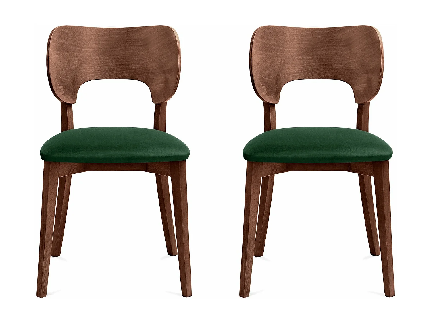 Esszimmerstühl 2 St - Gestell aus Massivholz - Veloursitz - dunkelgrün - LYCO