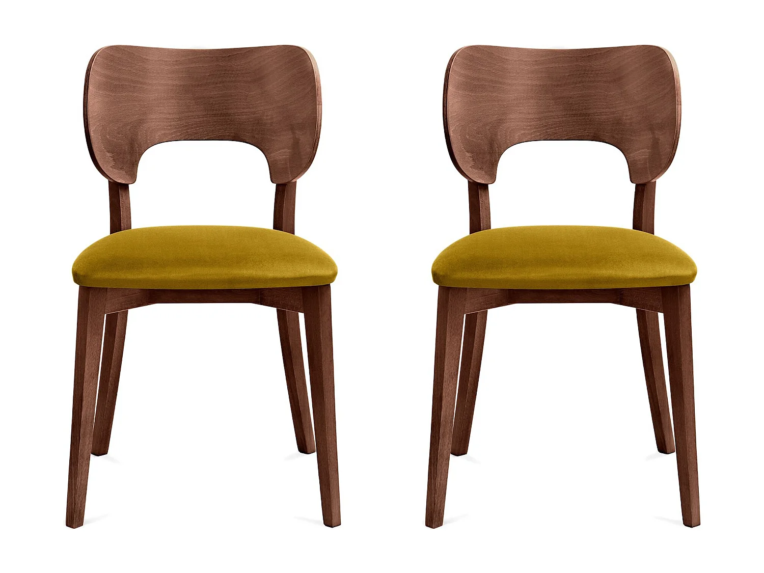 Esszimmerstühl 2 St - Gestell aus Massivholz - Veloursitz - gelb - LYCO