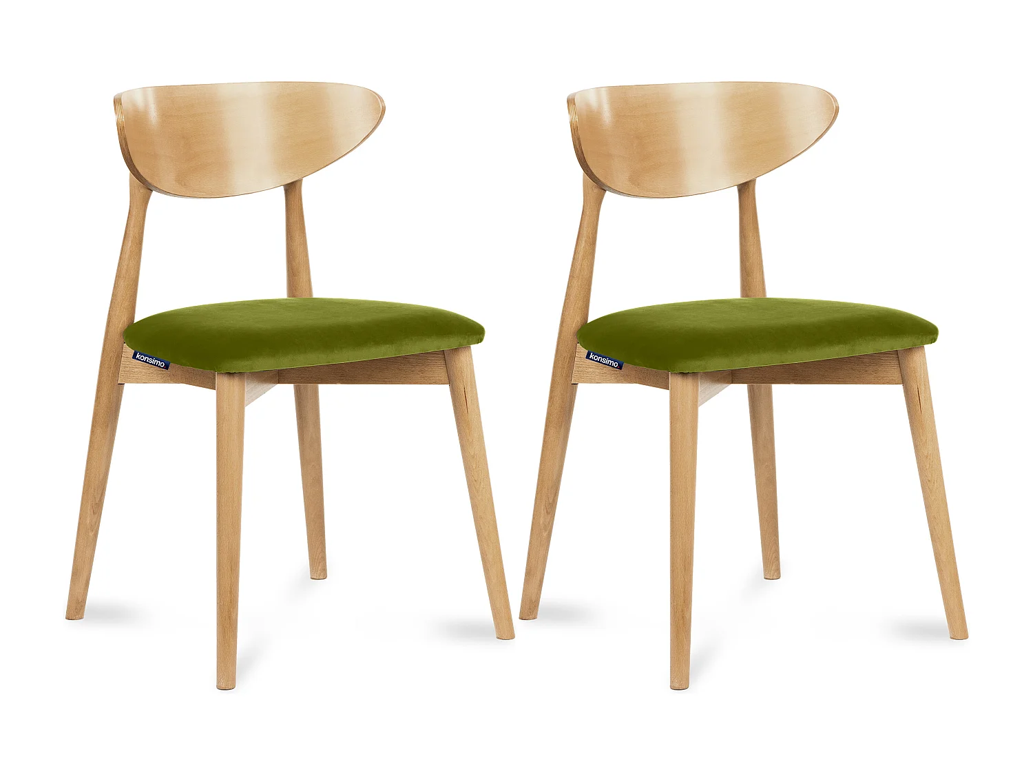 2er Set Esszimmerstühle - Gestell aus Massivholz - grün - RABI