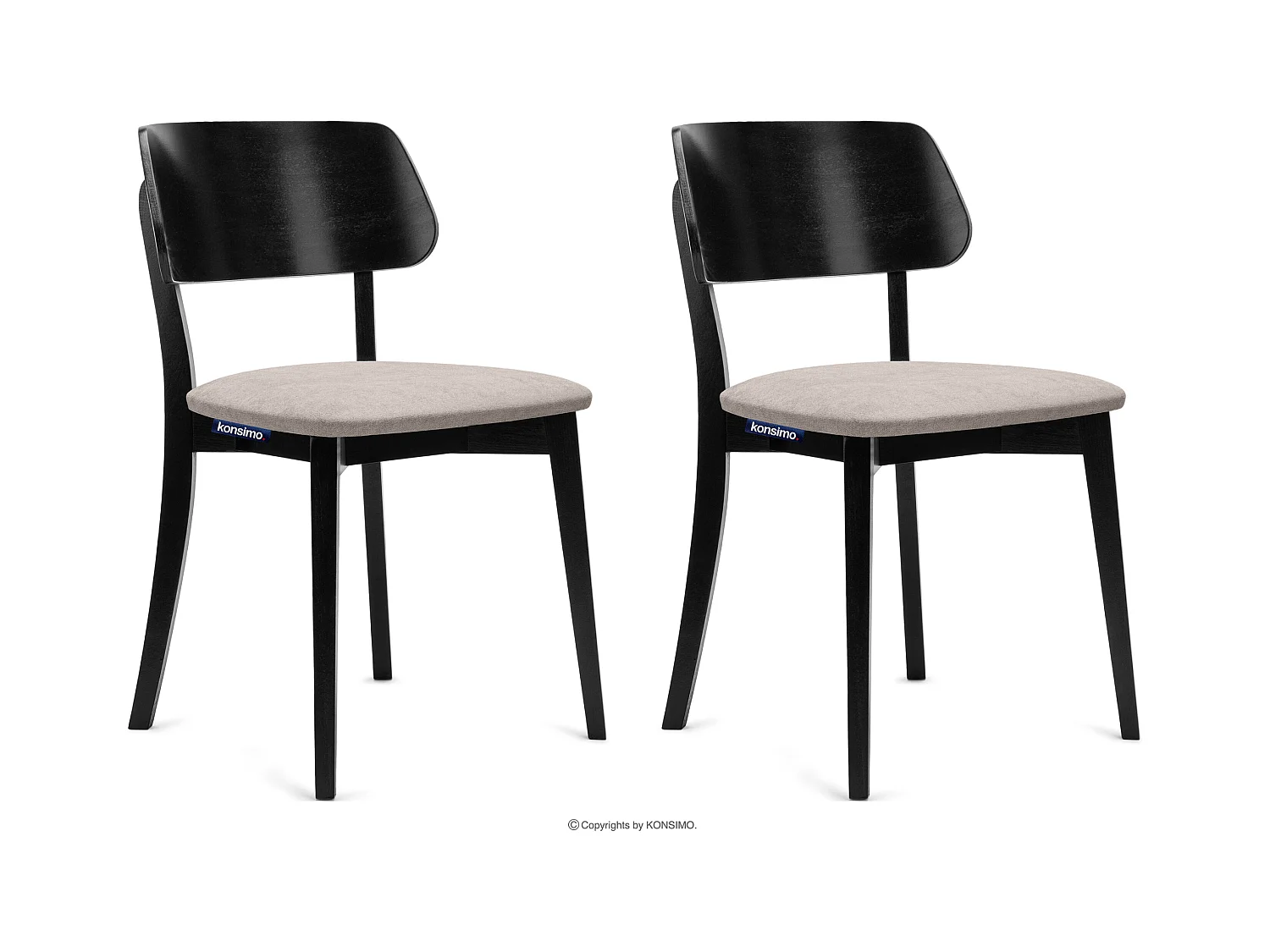 2er Set Esszimmerstühle - Gestell aus Massivholz - Veloursitz - beige - VINIS