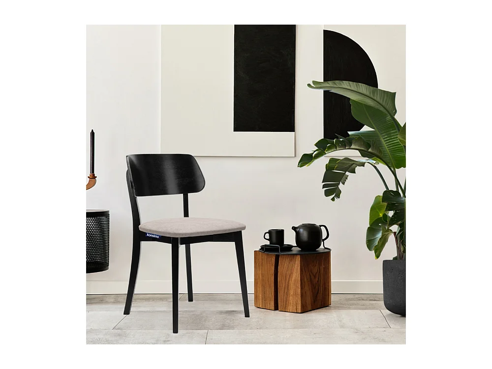 2er Set Esszimmerstühle - Gestell aus Massivholz - Veloursitz - beige - VINIS