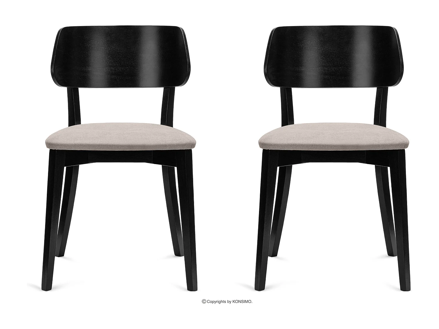 2er Set Esszimmerstühle - Gestell aus Massivholz - Veloursitz - beige - VINIS