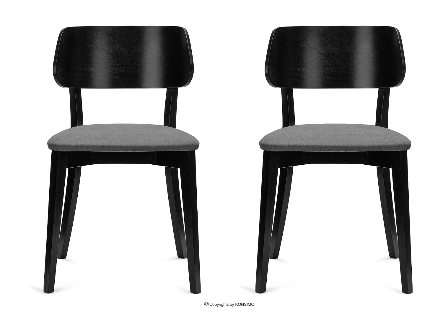 2er Set Esszimmerstühle - Gestell aus Massivholz - Veloursitz - grau - VINIS