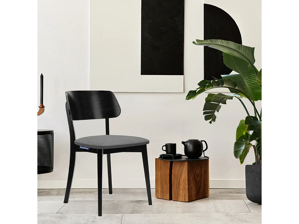 2er Set Esszimmerstühle - Gestell aus Massivholz - Veloursitz - grau - VINIS