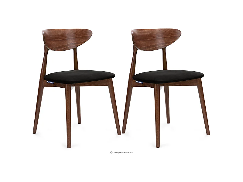 2er Set Esszimmerstühle - Gestell aus Buche Massivholz - schwarz - RABI