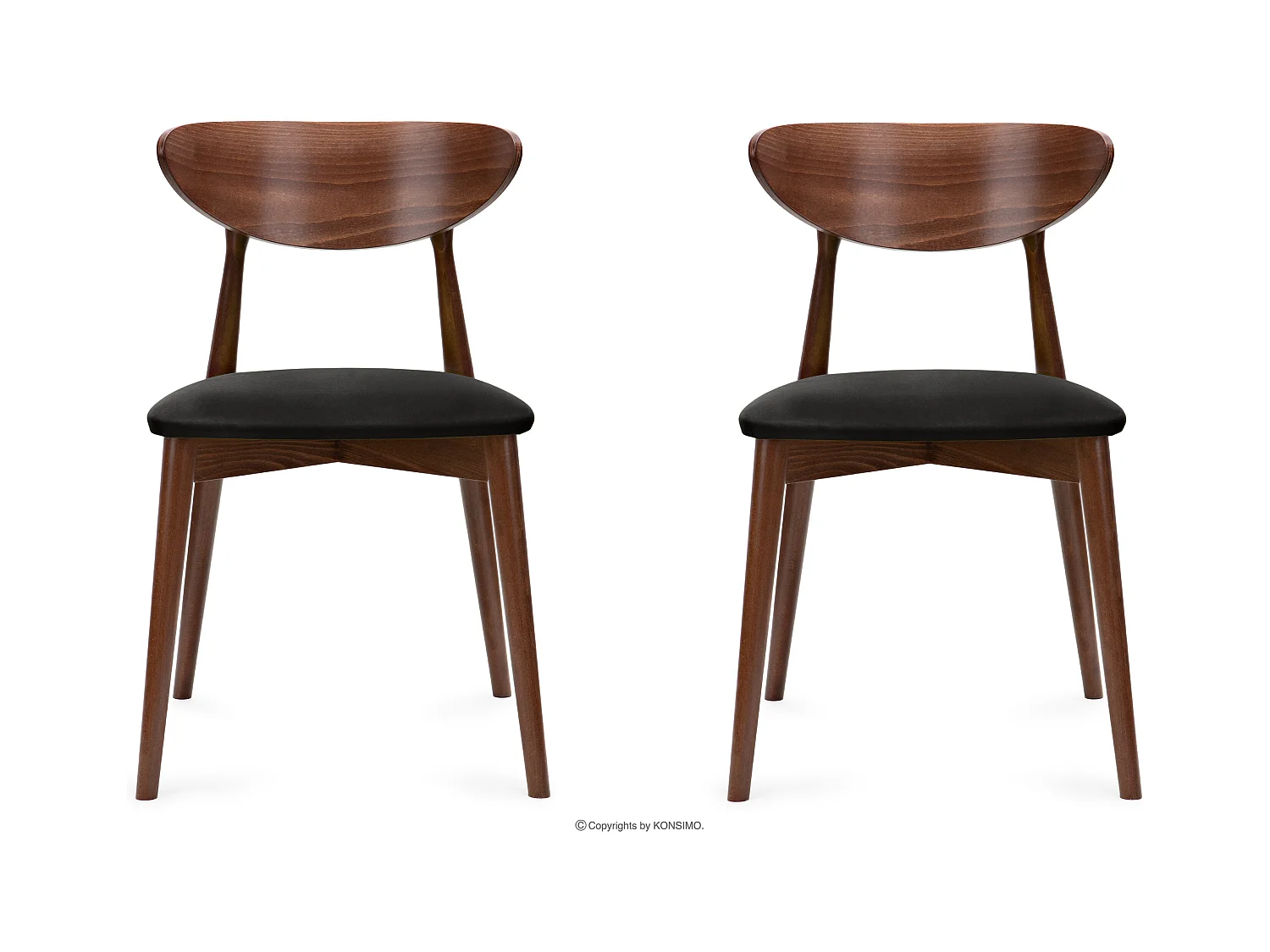 2er Set Esszimmerstühle - Gestell aus Buche Massivholz - schwarz - RABI