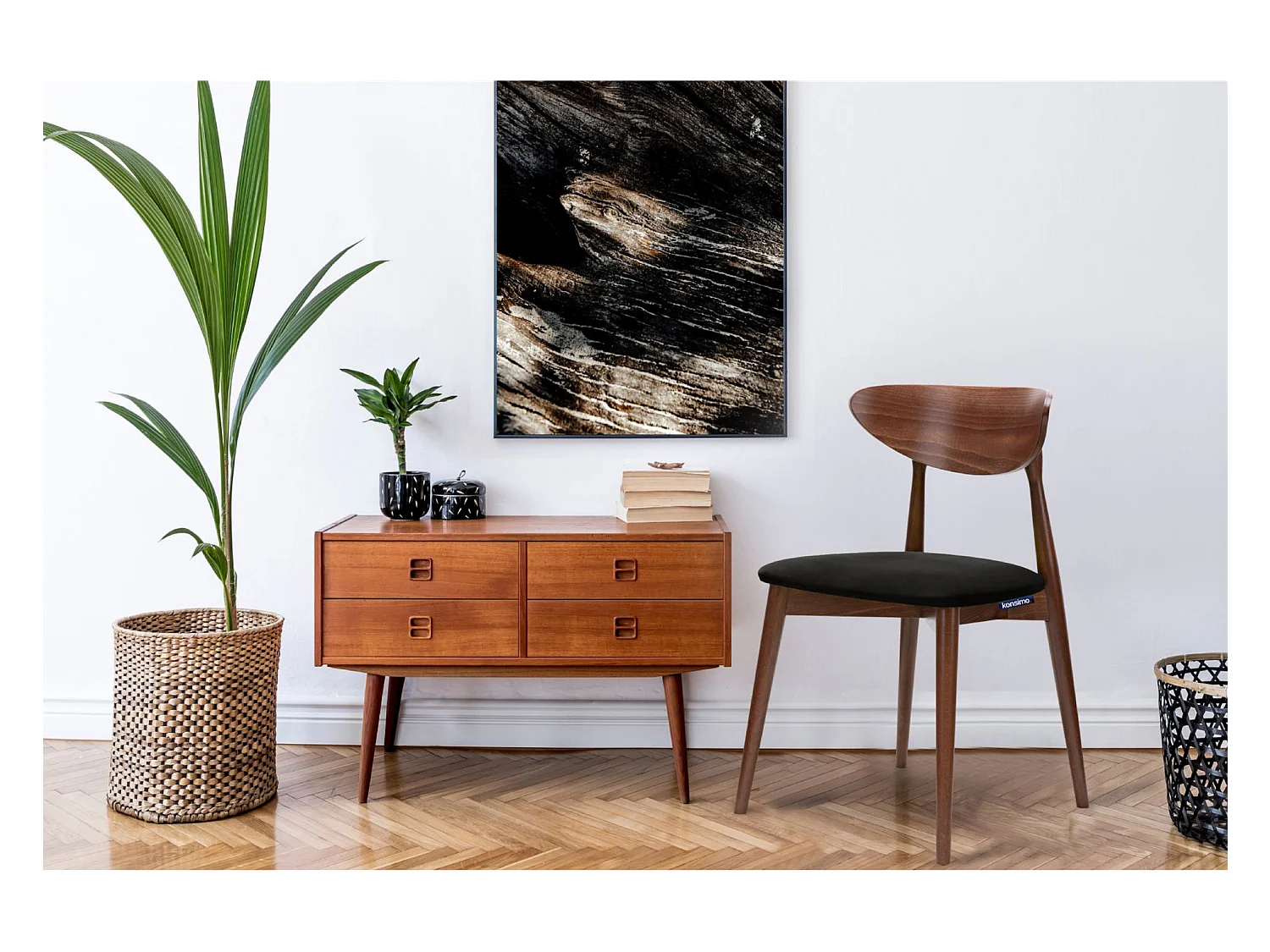 2er Set Esszimmerstühle - Gestell aus Buche Massivholz - schwarz - RABI