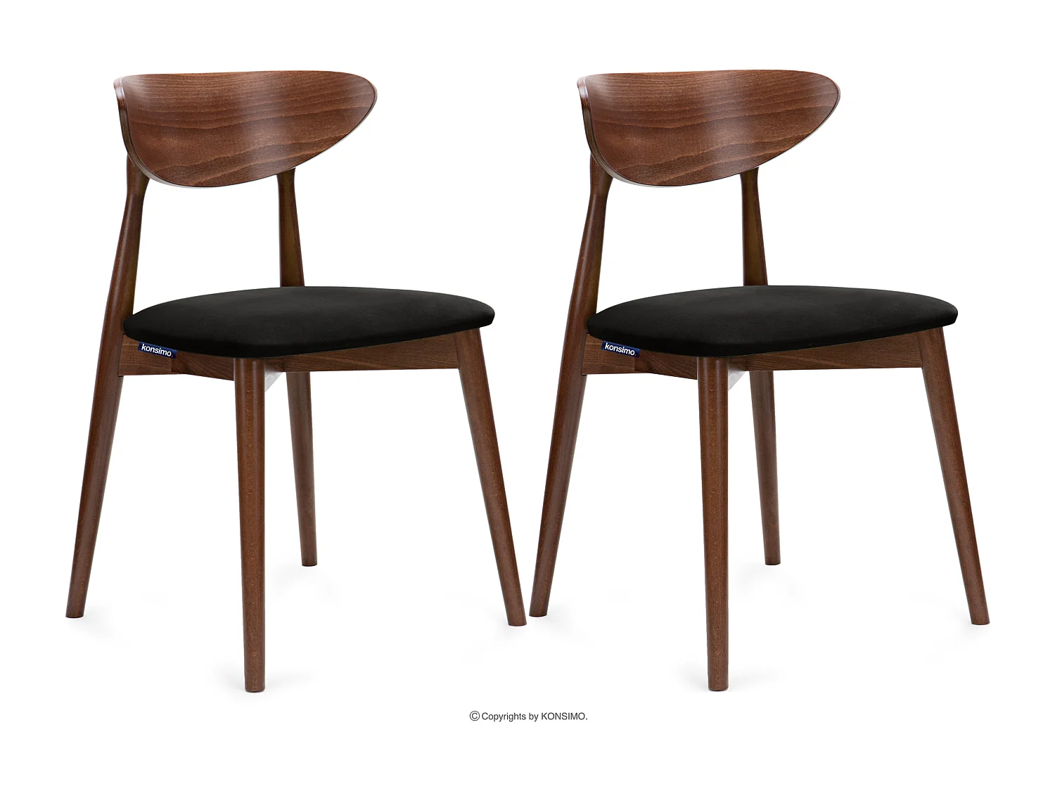 2er Set Esszimmerstühle - Gestell aus Buche Massivholz - schwarz - RABI
