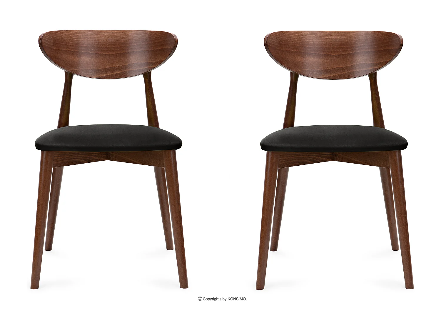 2er Set Esszimmerstühle - Gestell aus Buche Massivholz - schwarz - RABI