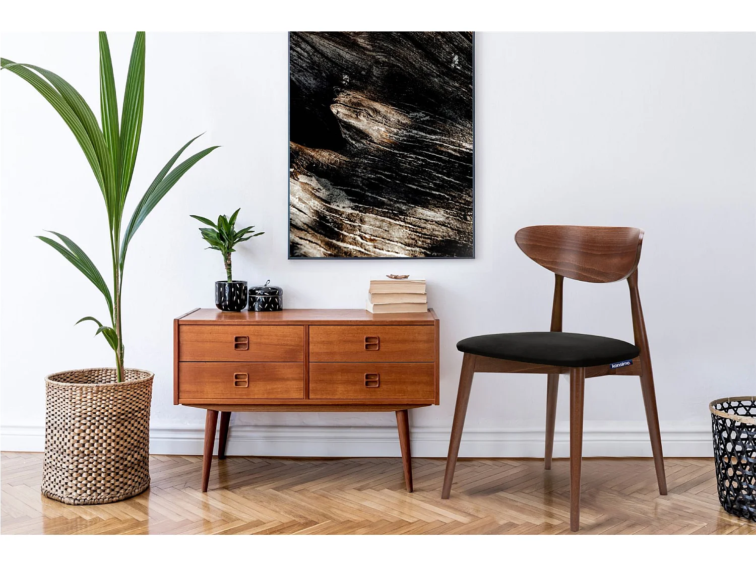 2er Set Esszimmerstühle - Gestell aus Buche Massivholz - schwarz - RABI