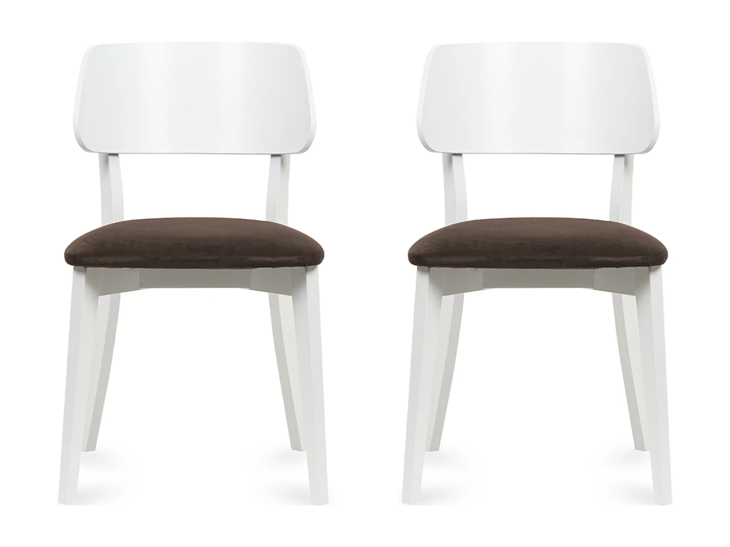 2er Set Esszimmerstühle - Gestell aus Massivholz - Velour-Sitz - Braun - VINIS