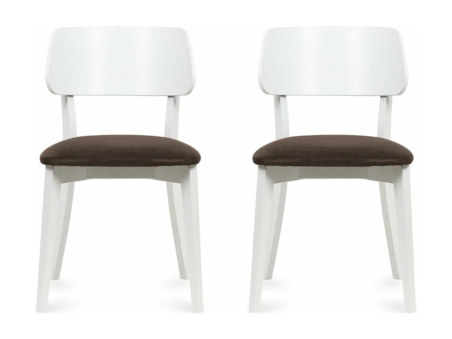 2er Set Esszimmerstühle - Gestell aus Massivholz - Velour-Sitz - Braun - VINIS