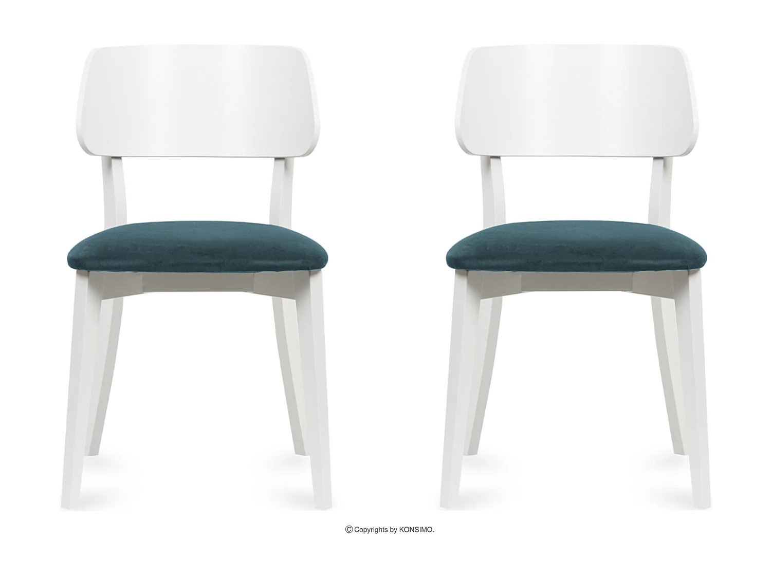 2er Set Esszimmerstühle - Gestell aus Massivholz - Velour-Sitz - blau - VINIS