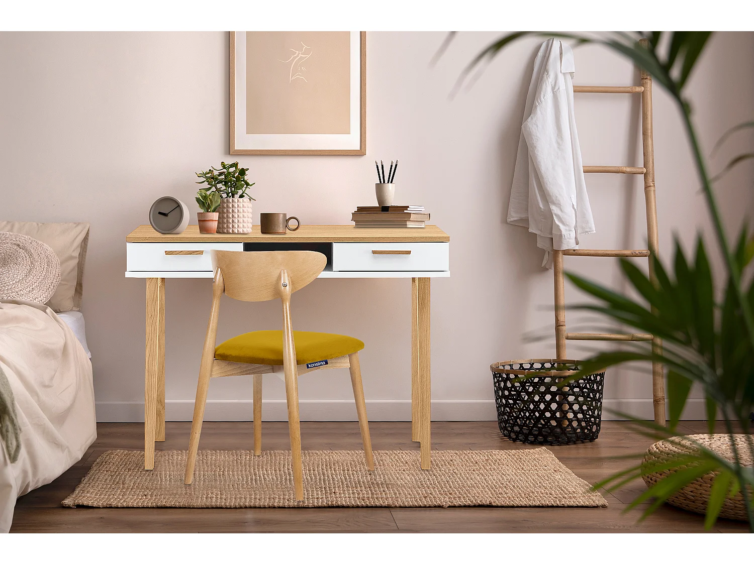 2er Set Esszimmerstühle - Gestell aus Massivholz - gelb - RABI