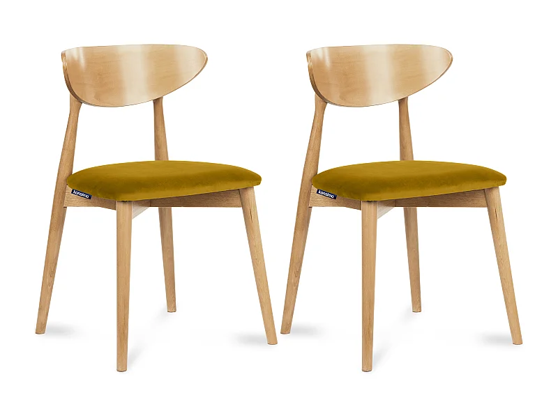 2er Set Esszimmerstühle - Gestell aus Massivholz - gelb - RABI