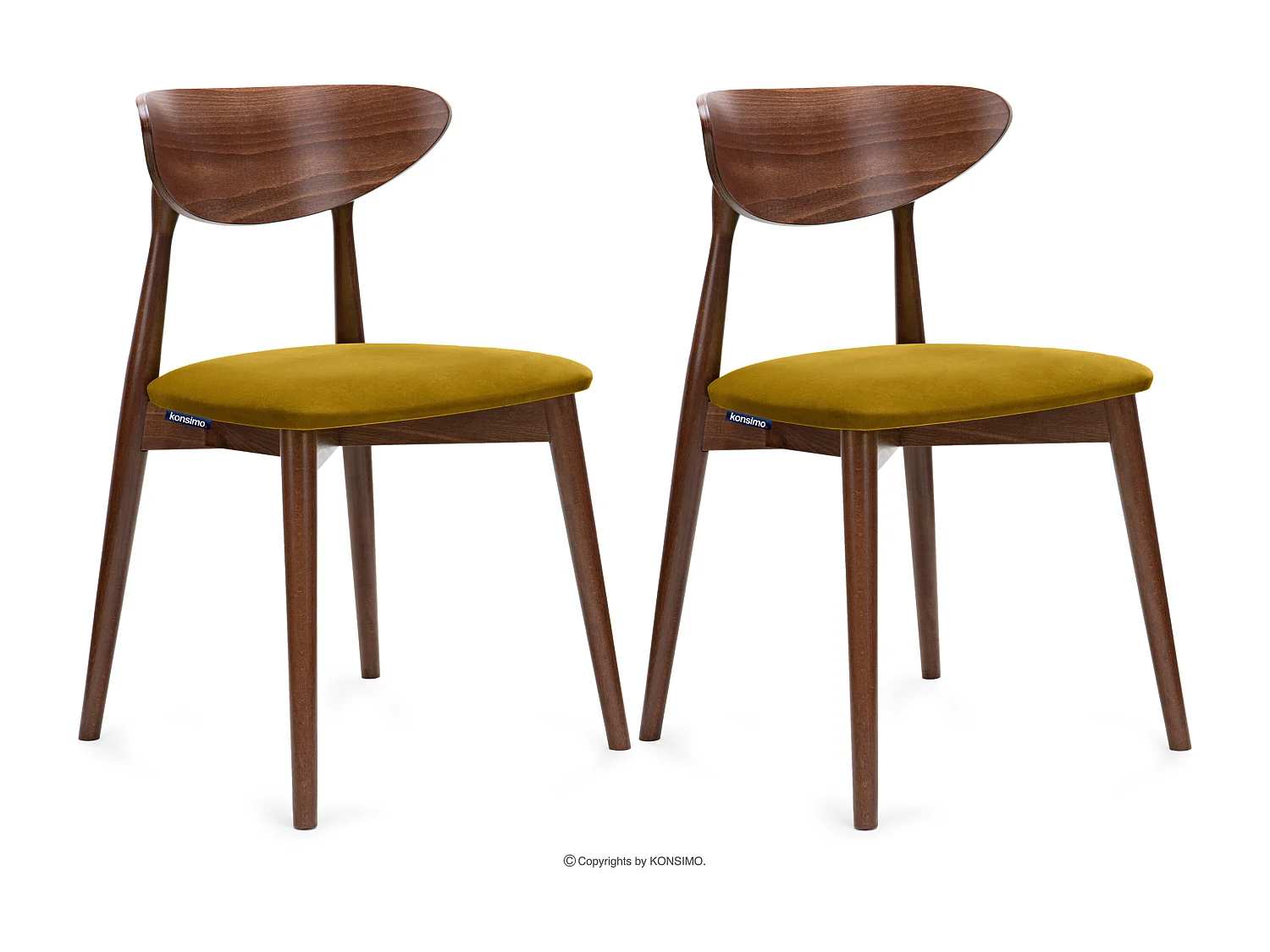 2er Set Esszimmerstühle - Gestell aus Buche Massivholz - gelb - RABI