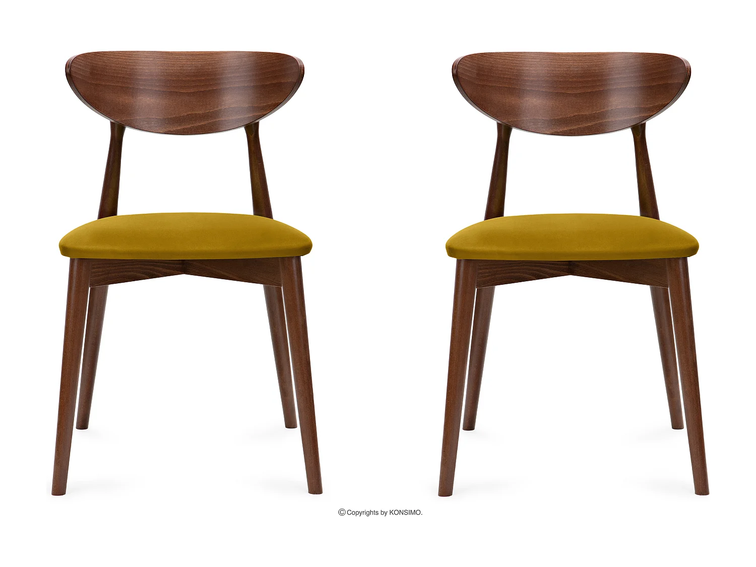 2er Set Esszimmerstühle - Gestell aus Buche Massivholz - gelb - RABI