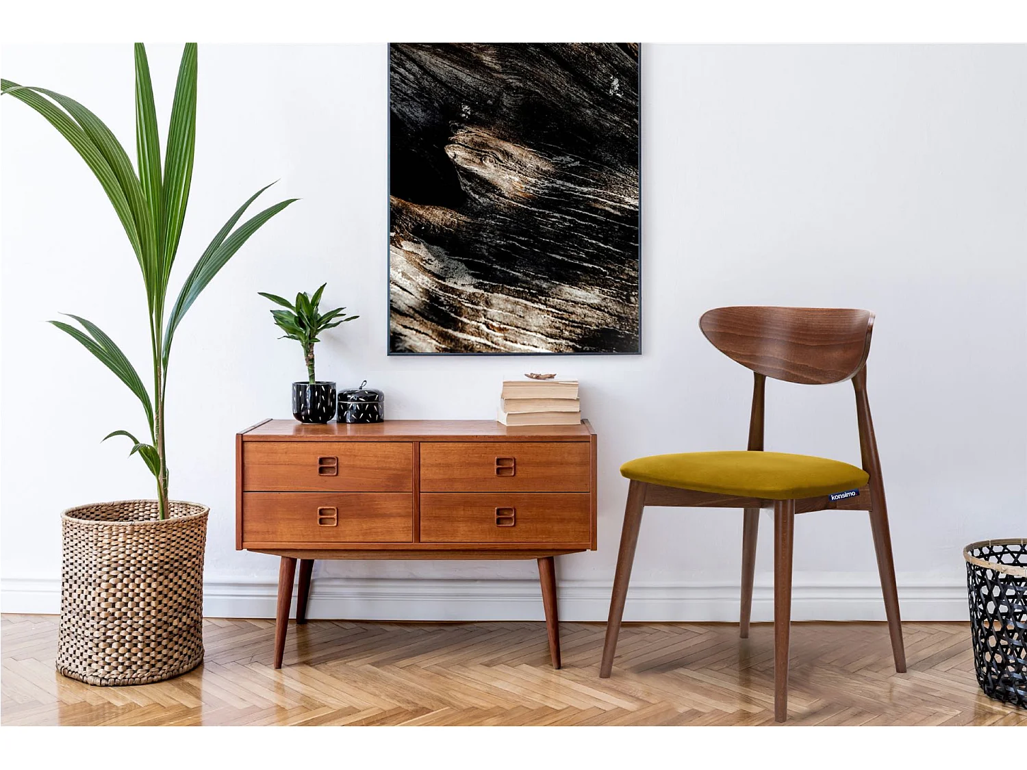 2er Set Esszimmerstühle - Gestell aus Buche Massivholz - gelb - RABI