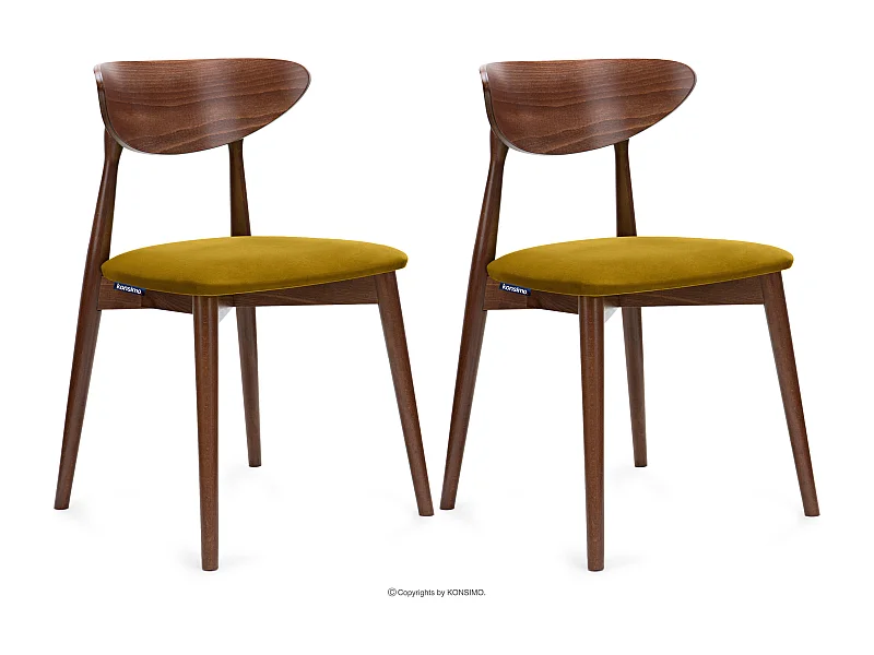 2er Set Esszimmerstühle - Gestell aus Buche Massivholz - gelb - RABI