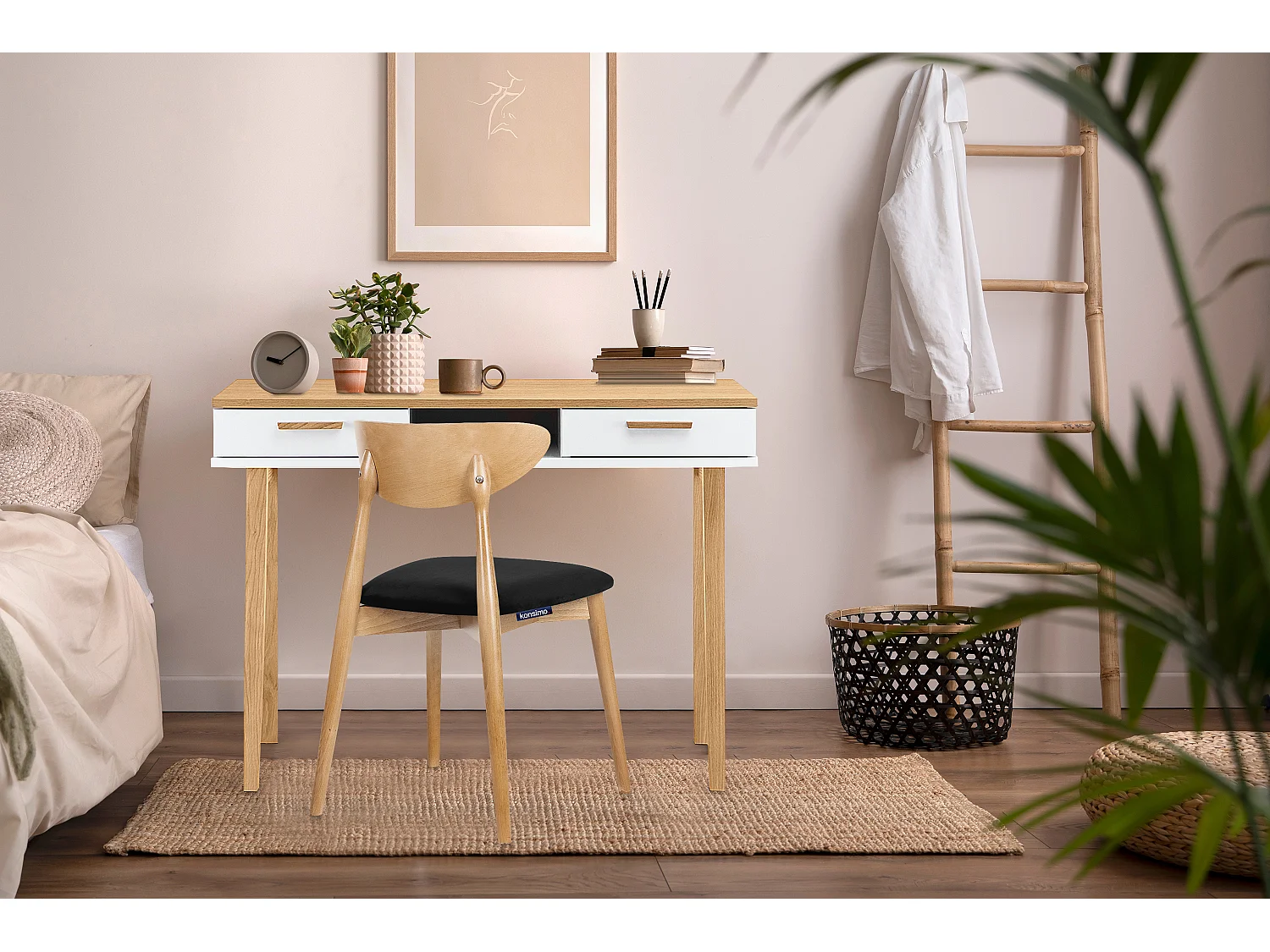 2er Set Esszimmerstühle - Gestell aus Massivholz - schwarz - RABI