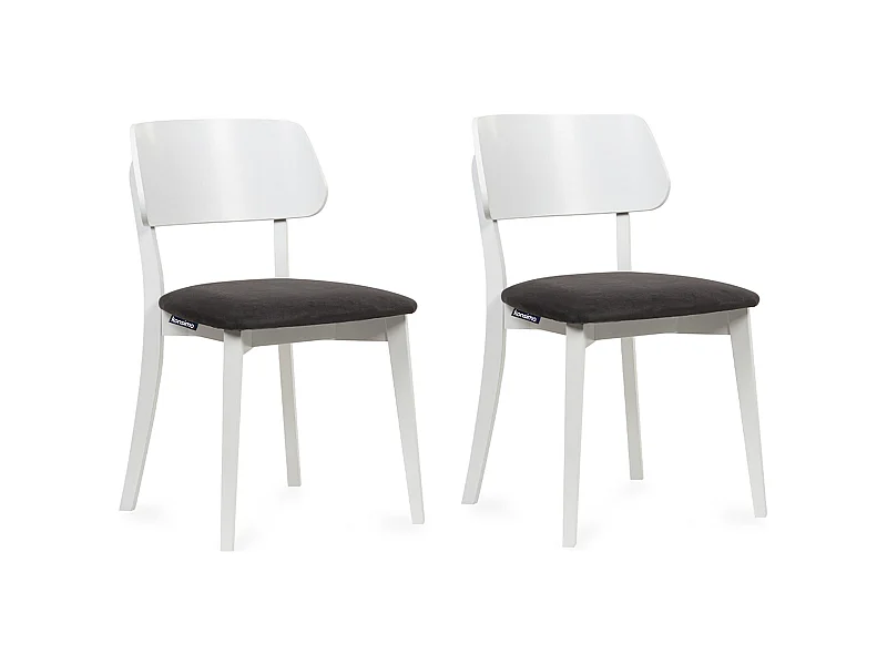 2er Set Esszimmerstühle - Gestell aus Massivholz - Velour-Sitz - grau - VINIS