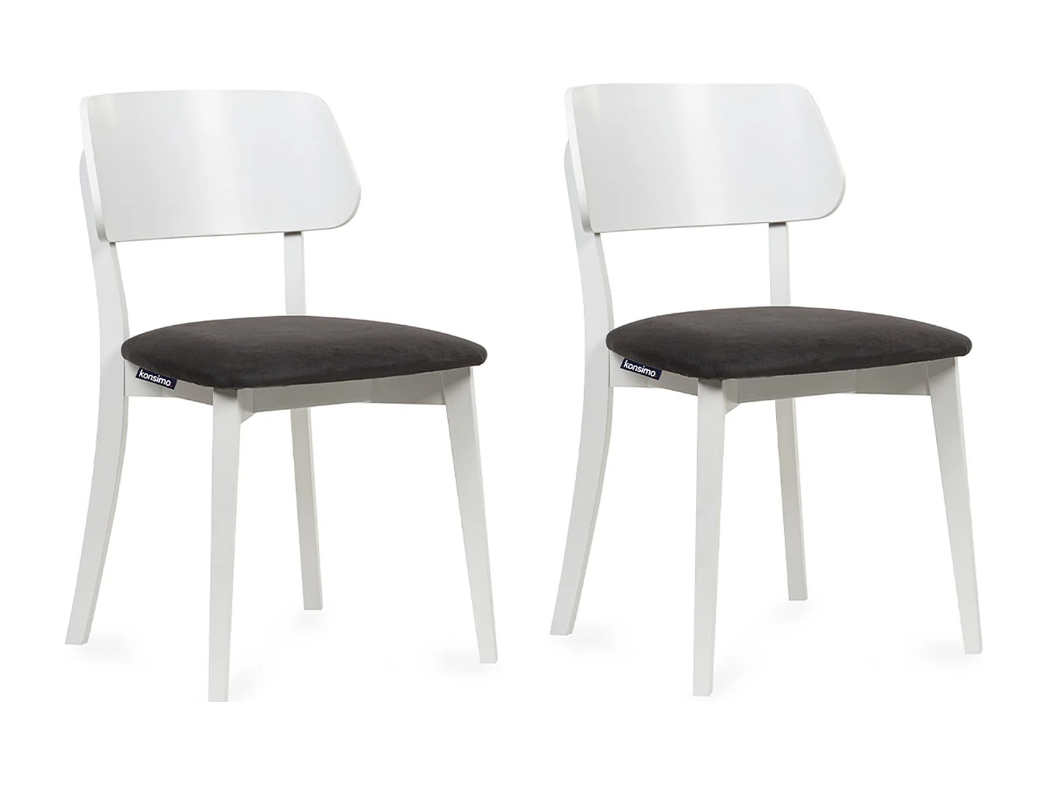 2er Set Esszimmerstühle - Gestell aus Massivholz - Velour-Sitz - grau - VINIS