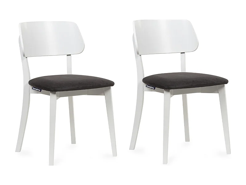 2er Set Esszimmerstühle - Gestell aus Massivholz - Velour-Sitz - grau - VINIS