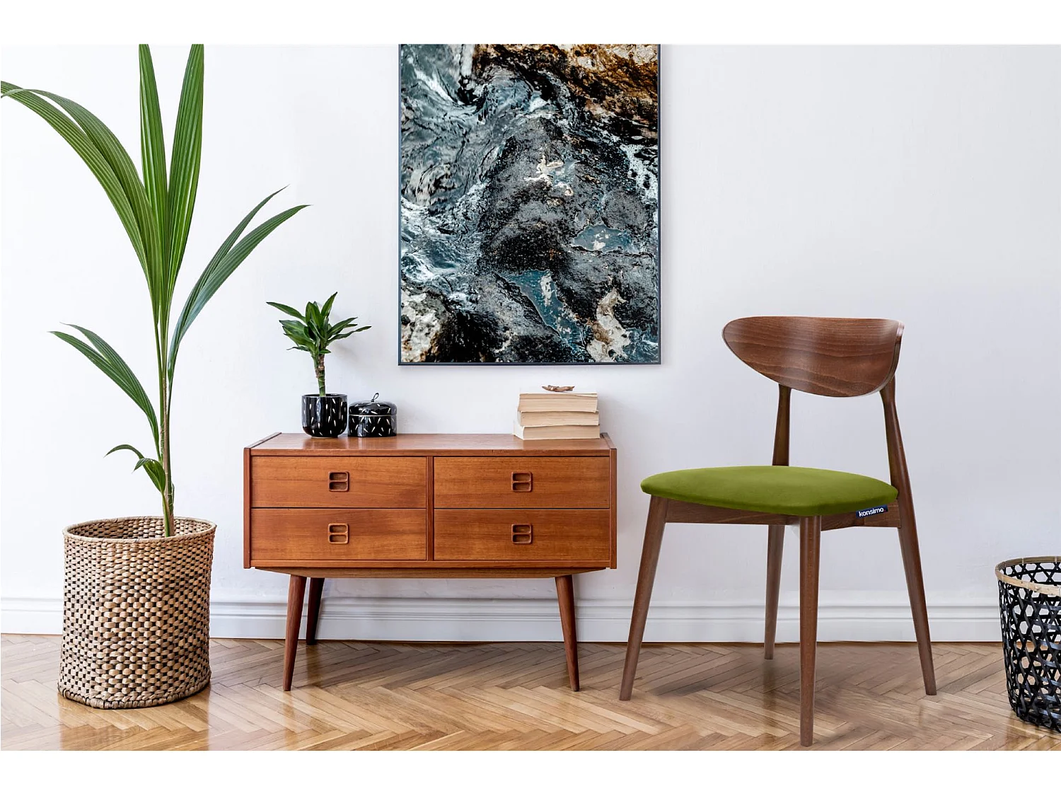 2er Set Esszimmerstühle - Gestell aus Buche Massivholz - grün - RABI