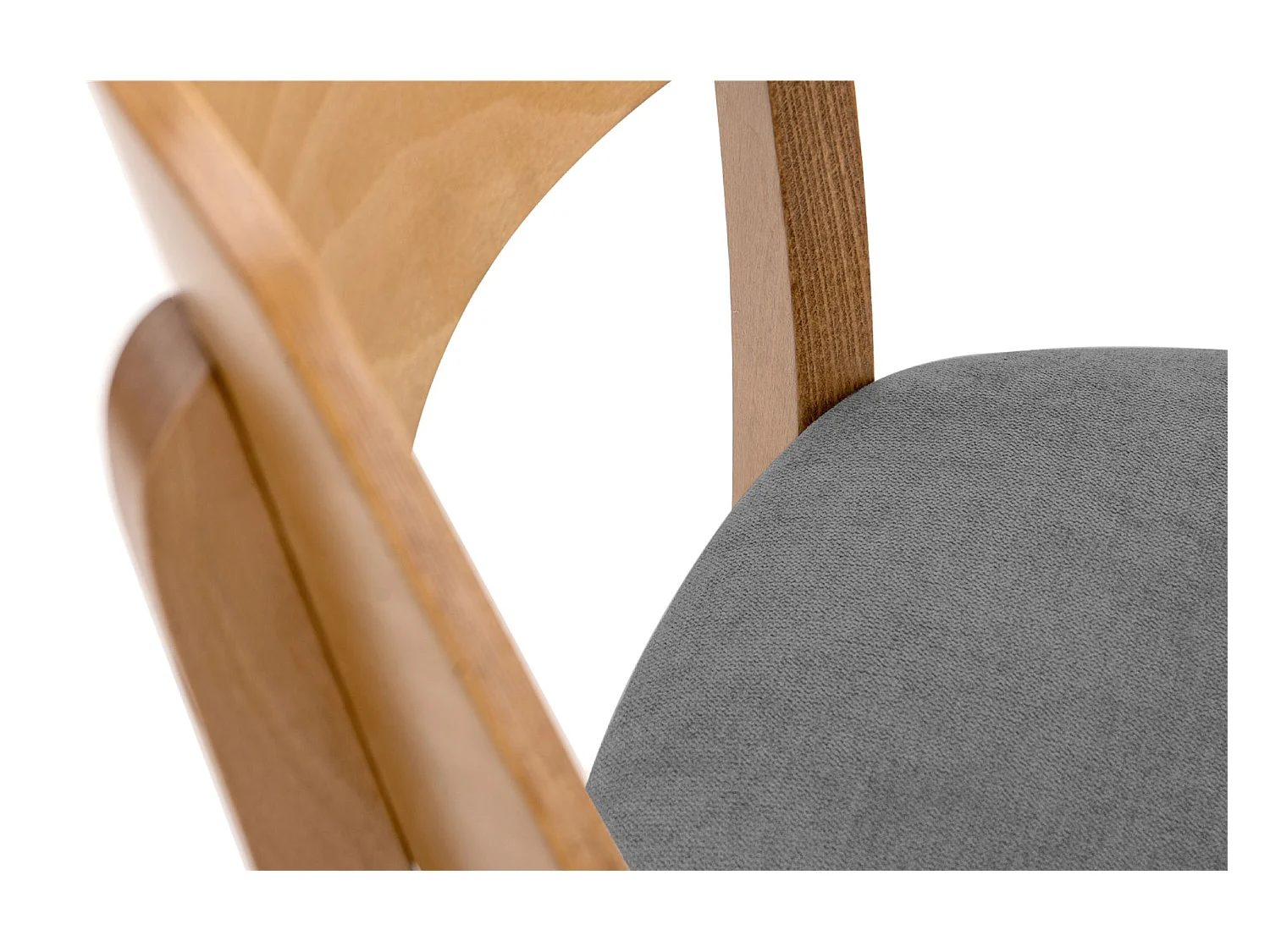 2er Set Esszimmerstühle - Velours-Sitz - Gestell aus Massivholz - Grau - VINIS