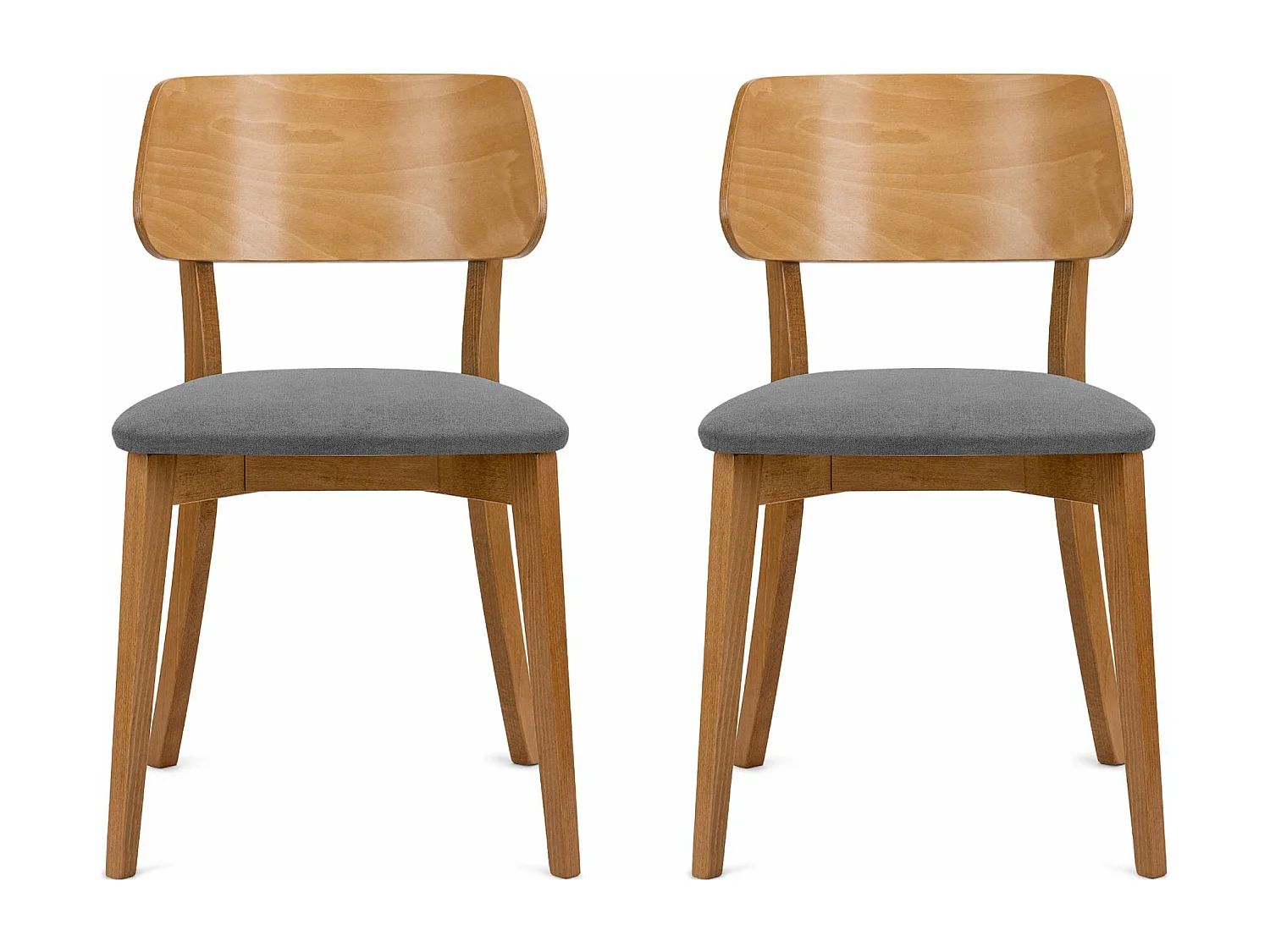 2er Set Esszimmerstühle - Velours-Sitz - Gestell aus Massivholz - Grau - VINIS