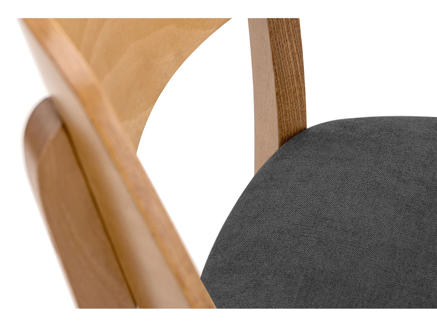 2er Set Esszimmerstühle - Velours-Sitz - Gestell aus Massivholz - Grau - VINIS