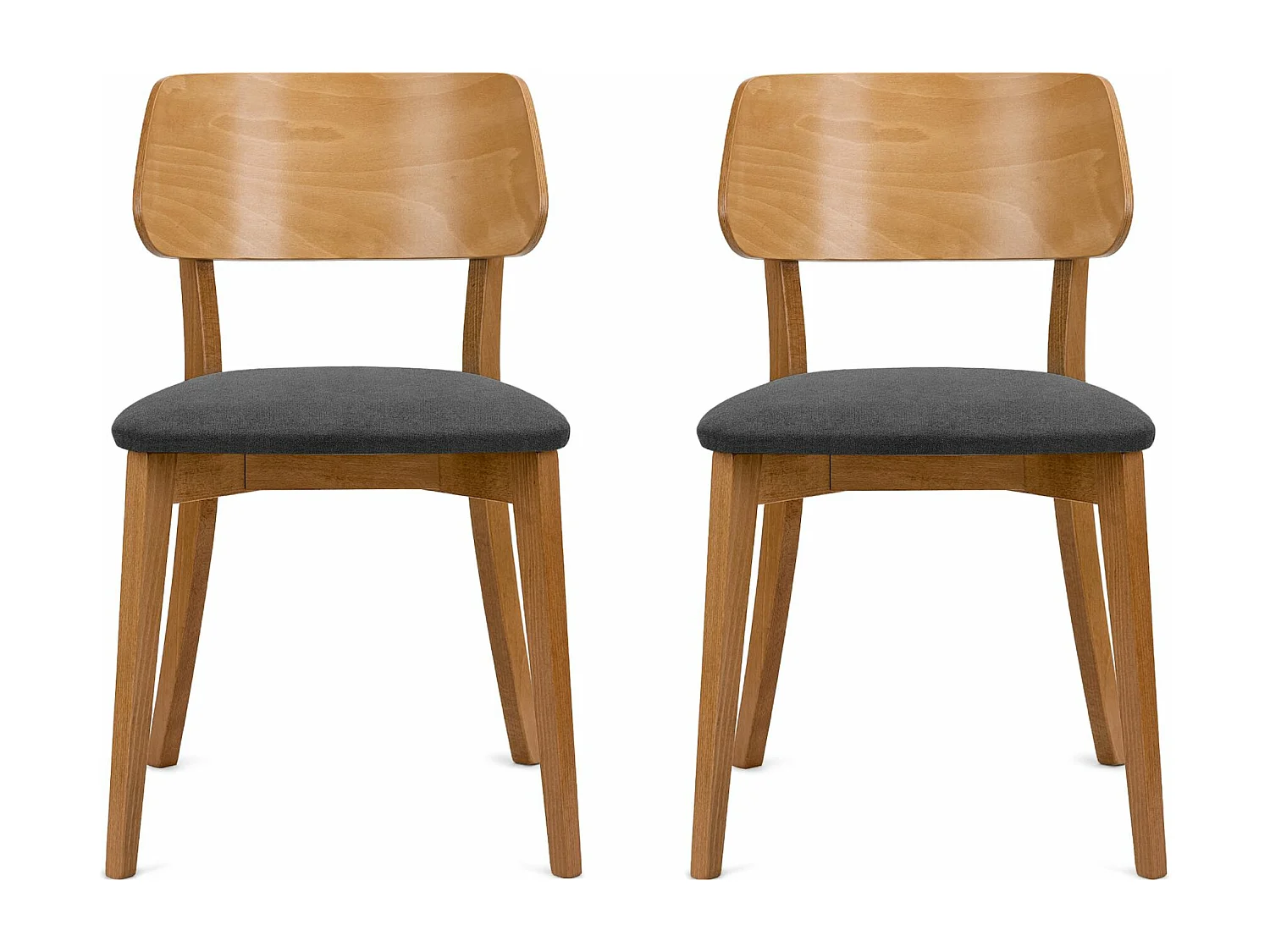 2er Set Esszimmerstühle - Velours-Sitz - Gestell aus Massivholz - Grau - VINIS