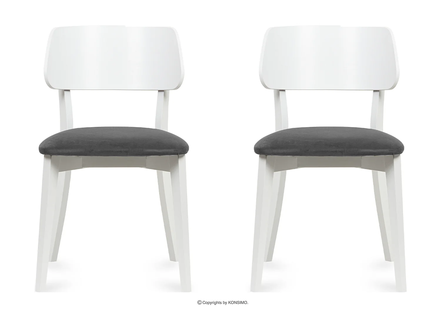 2er Set Esszimmerstühle - Gestell aus Massivholz - Velour-Sitz - grau - VINIS