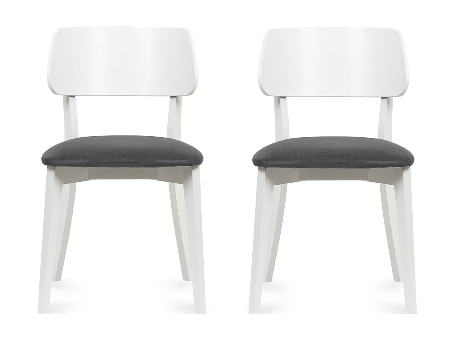 2er Set Esszimmerstühle - Gestell aus Massivholz - Velour-Sitz - grau - VINIS