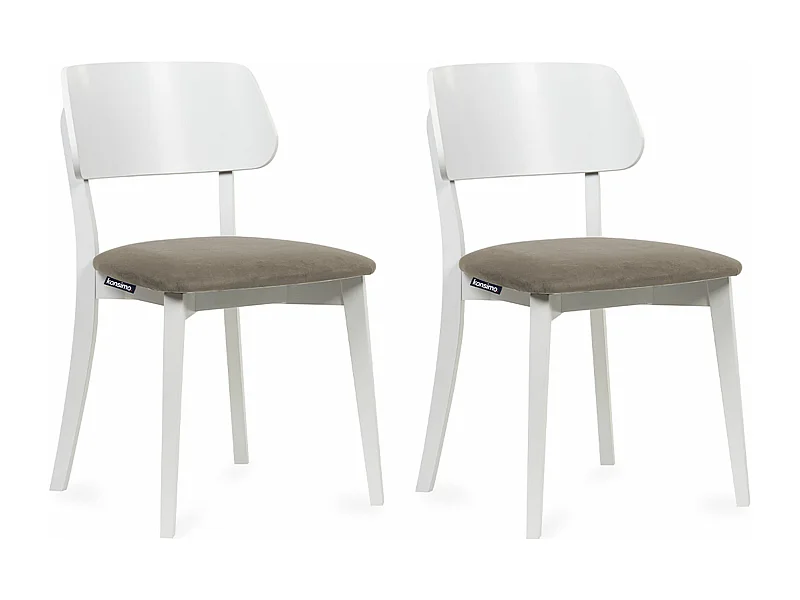2er Set Esszimmerstühle - Gestell aus Massivholz - Velour-Sitz - beige - VINIS