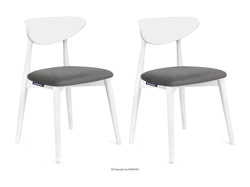 2er Set Esszimmerstühle - Gestell aus Massivholz - Veloursitz - grau - RABI